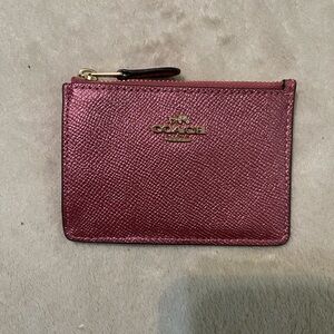 Coach card mini skinny Id coin metallic pink case NWOT